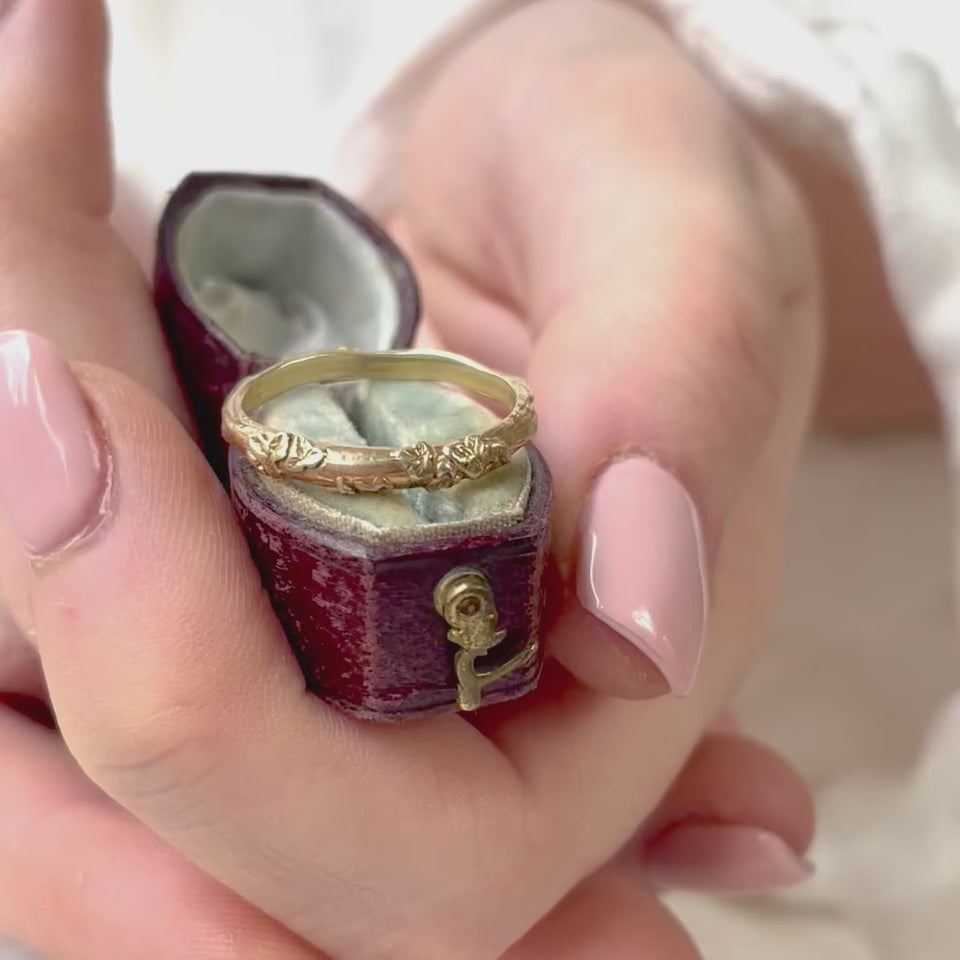 gold leaf wedding ring 