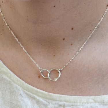 Two Interlocking Silver Circles Necklace