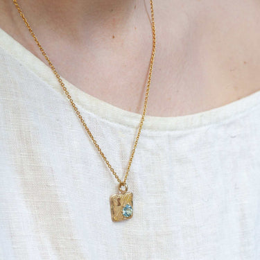 blue topaz Gold necklace 