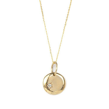 Gold Disc Necklace With Diamond