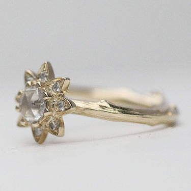 18ct Gold Sunflower Diamond Engagement Ring