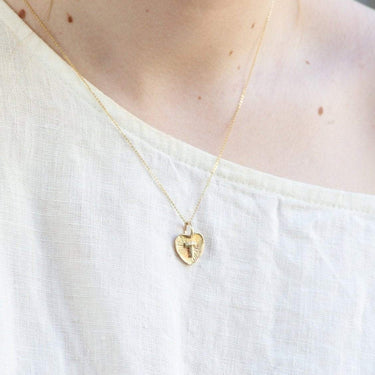 gold heart necklace with initial