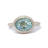 Oval blue topaz, silver stone ring 