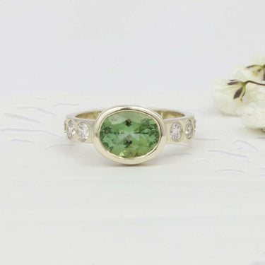 Forest Green Tourmaline Diamond Ring