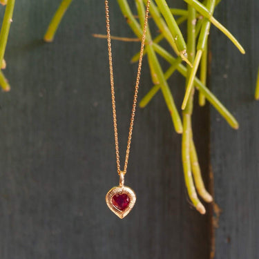Love Heart Ruby Pendant Necklace