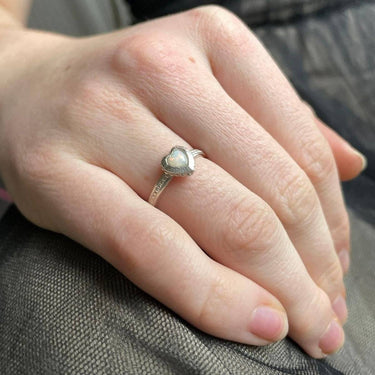 white heart opal ring