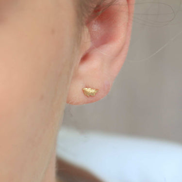 Gold Feather Stud Earrings
