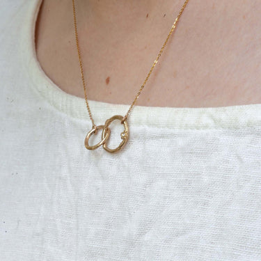 18ct yellow gold diamond double circle necklace | Cerrone