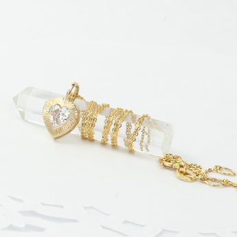 Gold White Heart Necklace 