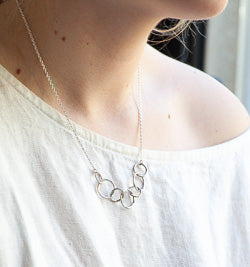 silver necklace with circles 