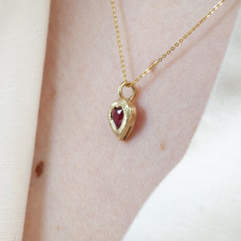 Gold Ruby Heart Necklace For Women