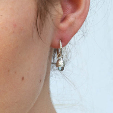 Silver Hoop Earrings With Topaz Charm