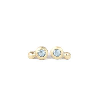 Aquamarine Studs With Gold Ball in 9ct yellow gold by Amulette Jewellery