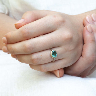 Blue Tourmaline Engagement Ring Amulette Jewellery