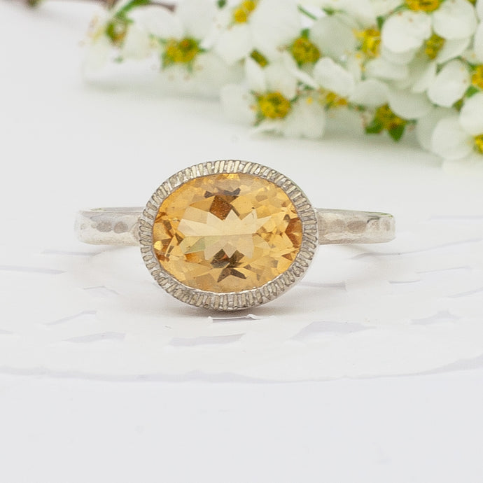 Oval Citrine Ring In sterling silver
