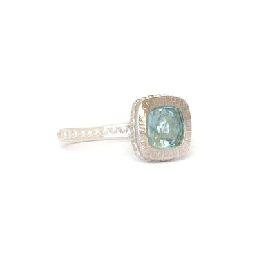Cushion Cut Blue Topaz Ring in Solid Sterling Silver