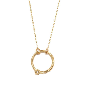 Karman Diamond Circle Necklace 9ct Yellow Gold