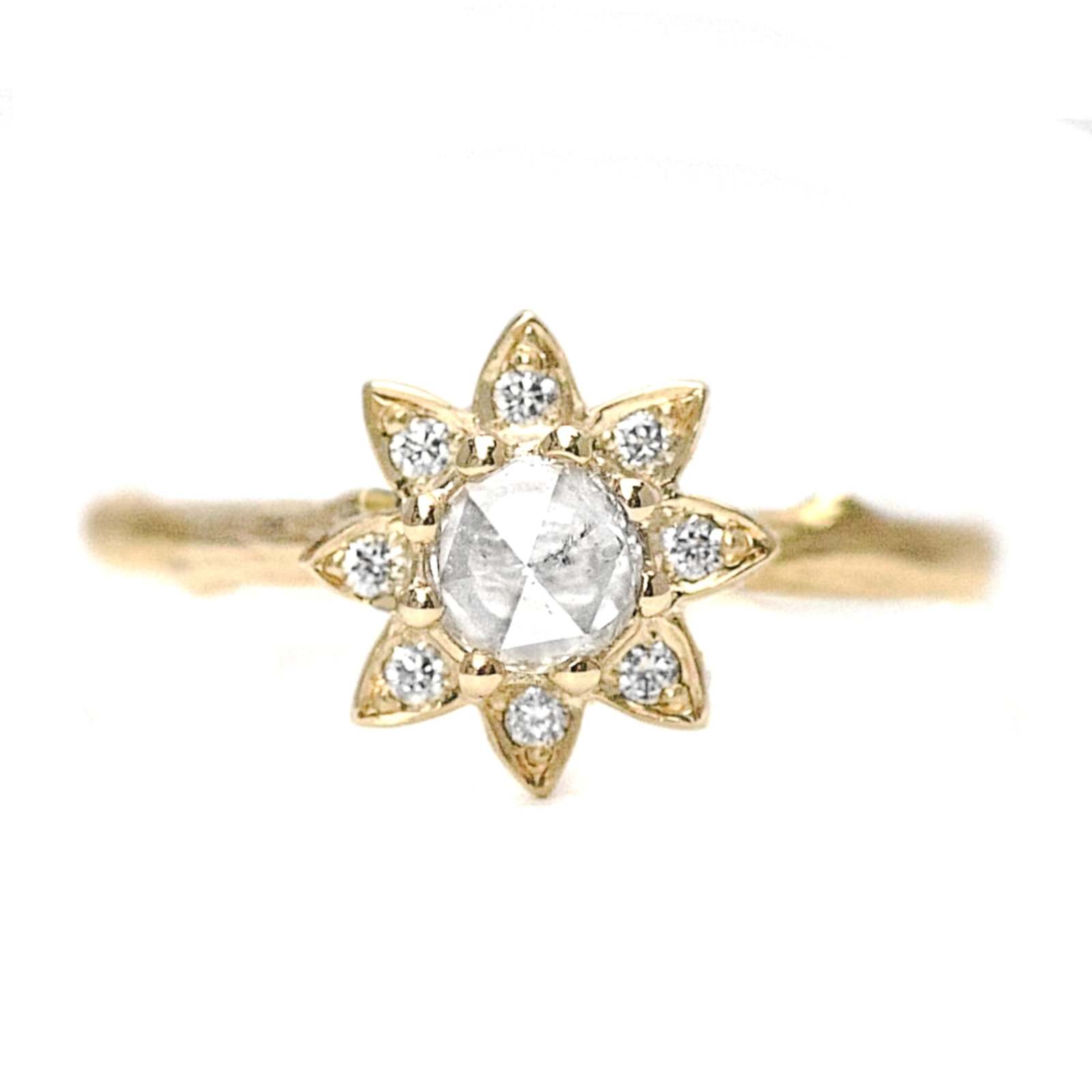 Diamond Sunflower Engagement Ring