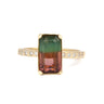 Emerald Cut Watermelon Tourmaline Ring in 18ct solid gold