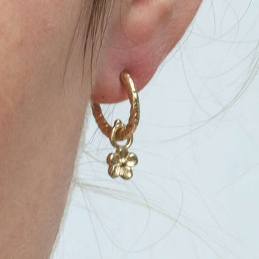 Floral Hoop Earrings With Charm 