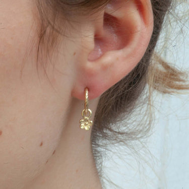 Floral Hoop Earrings With Charm 