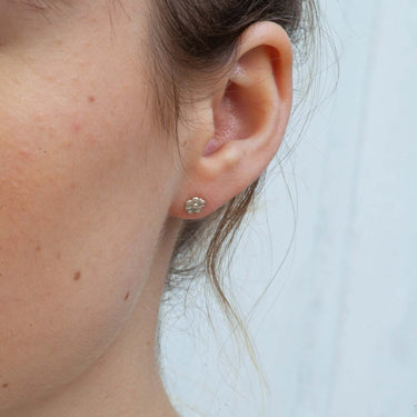 silver Flower stud Earrings
