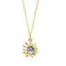 Gold Sunflower Pendant With Blue Topaz