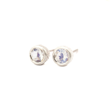 Moonstone Stud Earrings In Sterling Silver