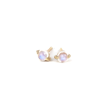 Tiny Moonstone Studs In 9ct Gold