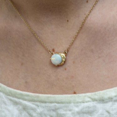 Opal Necklace With Crescent Moon