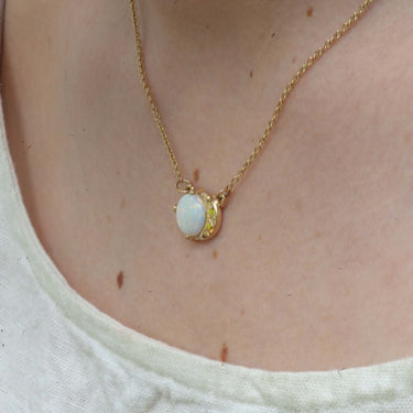 Opal Necklace With Crescent Moon