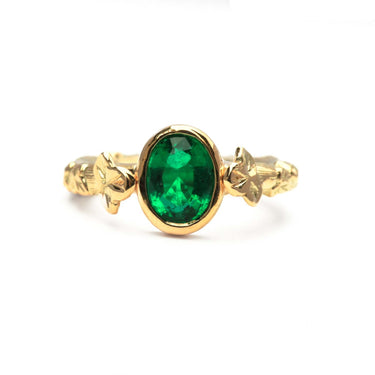 oval emerald Leaf ring