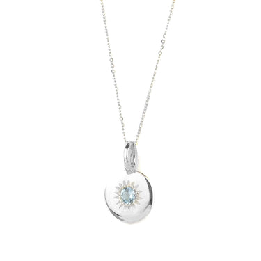 sterling silver aquamarine necklace with star setting 