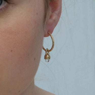 Gold Hoop earrings with acorn charm