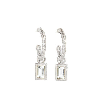 Baguette Hoops With White Topaz