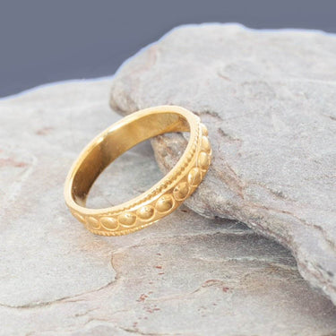 Women ancient style gold ring bands with baubles and beads