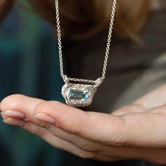 blue topaz stone protection talisman necklace