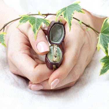 engraved leaf wedding ring