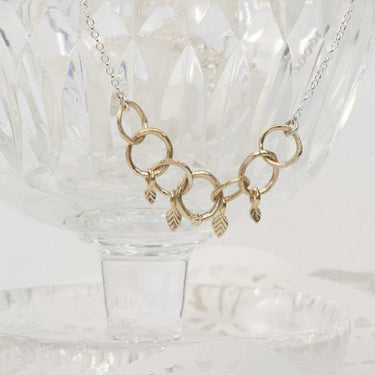 Circles Gold Leaf Charm Necklace 