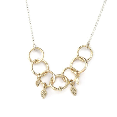 Circles Gold Leaf Charm Necklace - 9ct Gold