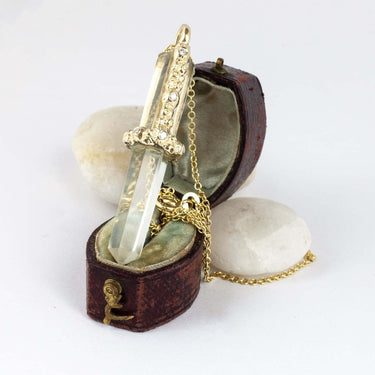crystal point gold necklace