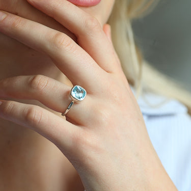 Blue Topaz Jewellery handmade crafted silver rings by Amulette Jewellery