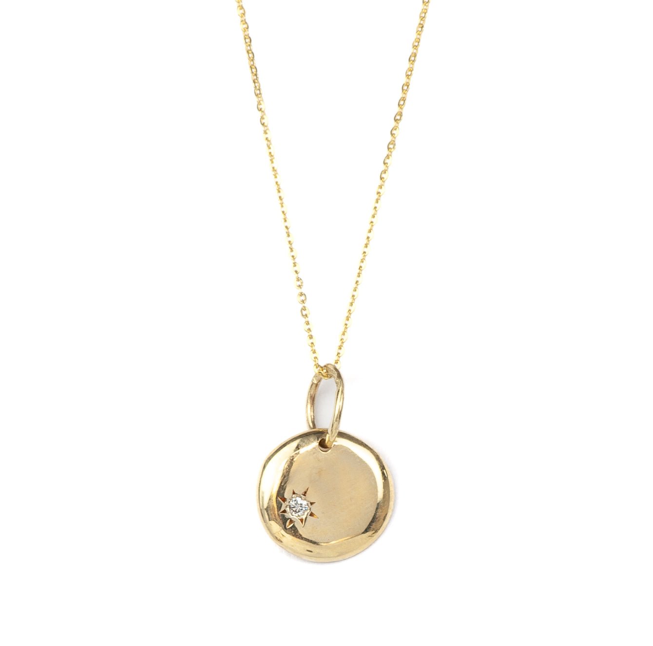 Gold Disc Necklace With Diamond