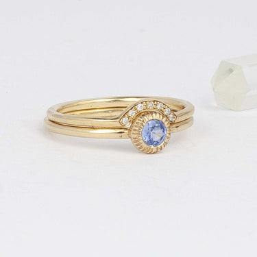 stacking rings with sapphire and diamond