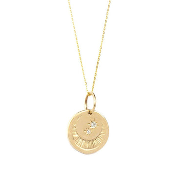 Luna Moon Star Diamond Necklace 9ct Gold