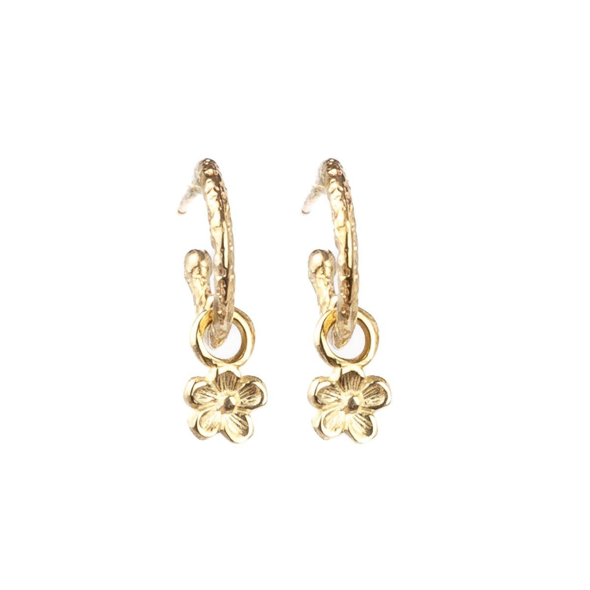 9ct Gold Hoop Earrings With Flower Charm 