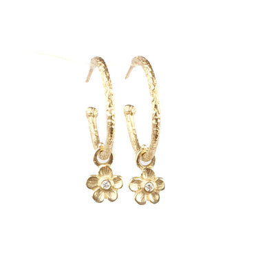 Gold Charm Hoop Earrings in 9ct gold by Amulette jewellery handcrafted in the UK