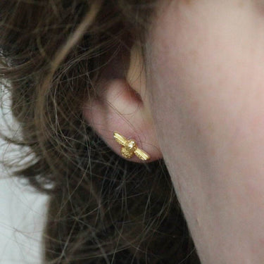 Busy Bee Solid Gold Stud Earrings 