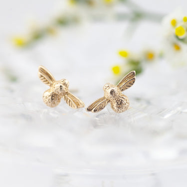 Busy Bee Solid Gold Stud Earrings 