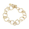 Chain Link Bracelet With Diamond Flowers - 9ct Gold